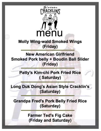 Sixteen Craklins menu 2025
